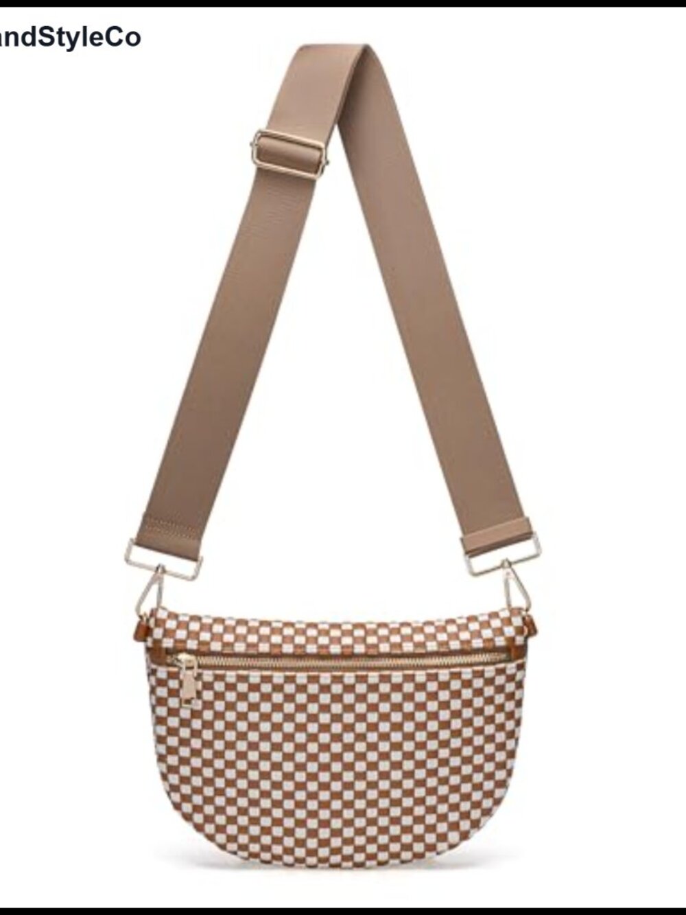 Woven Leather Crossbody Bag Sling Waist Bag Adjustable Strap Travel
